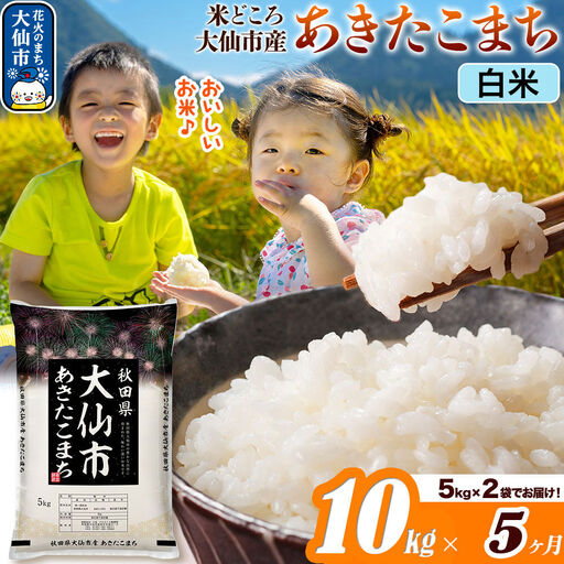 米《定期便5ヶ月》あきたこまち【白米】 米どころ秋田県大仙市産 令和7年産 精米 10kg（5kg×2袋）