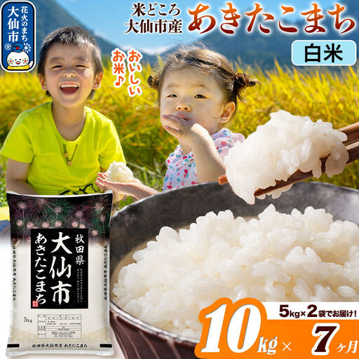 米《定期便7ヶ月》あきたこまち【白米】 米どころ秋田県大仙市産 令和7年産 精米 10kg（5kg×2袋）