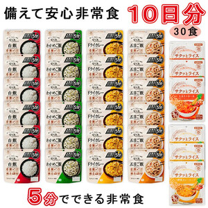 お湯で5分のご飯+野菜スープ&玄米セット　10日分30食【アルファ化米+野菜スープ 玄米セット】非常食/防災 備蓄/食物アレルギー対応