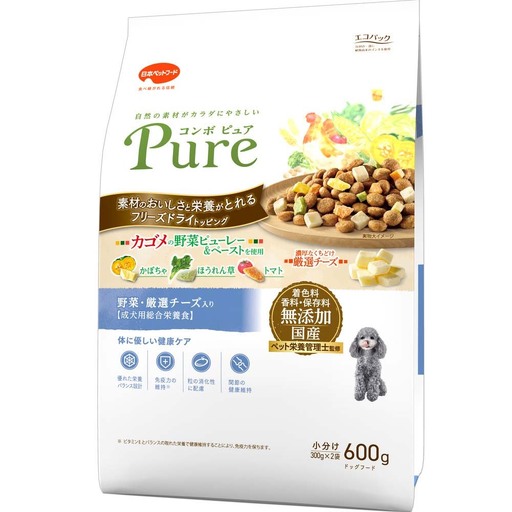 ドッグフード コンボ ピュア 野菜・厳選チーズ ドッグフード【600g×12袋】