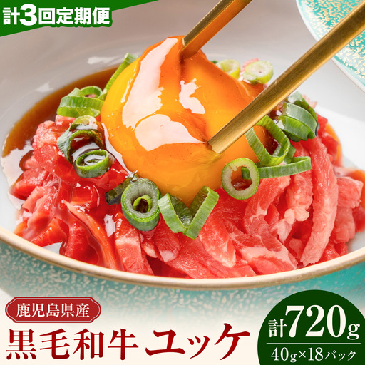 [隔月3回定期便]鹿児島県産黒毛和牛ユッケ 計720g 40g×6パック×3回 LRプラスK[お申し込み翌月から出荷]鹿児島県 さつま町 鹿児島県産 黒毛和牛 ユッケ 生食用 小分け タレ付き 定期便