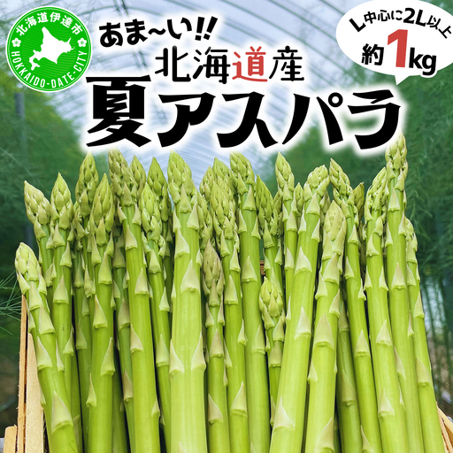 ＜先行予約＞あまーい！北海道産夏アスパラ(A品) 1kg【ffk-003】