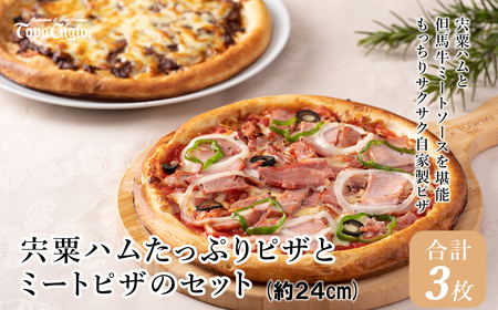 J2 宍粟ハム たっぷり ピザ と ミート ピザ の セット [ ハム ウインナー ベーコン ミートソース チーズ オードブル パーティー 冷凍 ギフト 贈り物 ]