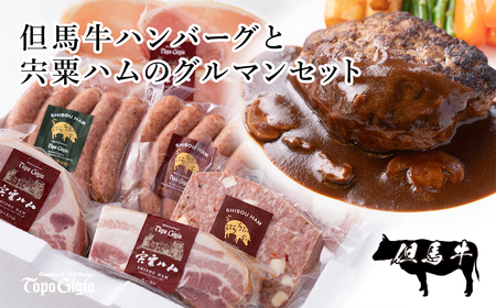 J27 但馬牛 ハンバーグ と 宍粟ハム の グルマン セット [ 但馬牛 国産 黒毛和牛 ハム デミグラスソース 冷凍 牛肉 豚肉 贈り物 ギフト ]