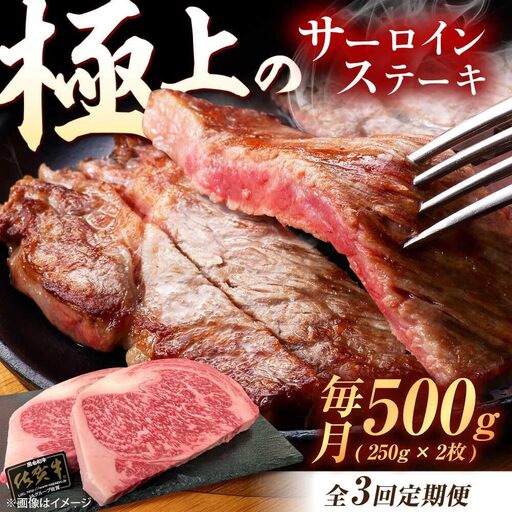 【3回定期便】佐賀牛 サーロインステーキ 500g /MKミート武雄[UEM021] サーロインステーキ
