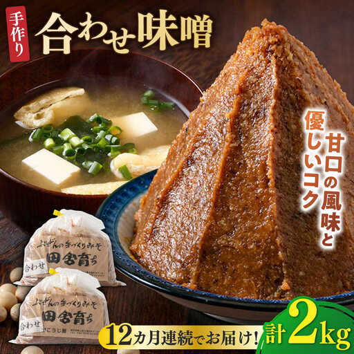 【全12回定期便】合わせ味噌1kg×2P [BGAU007]合わせみそ