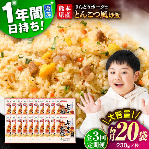 【全3回定期便】熊本県産 こだわり炒飯 りんどうポークの とんこつ風 炒飯 230g×20袋 合計4.6kg 冷凍食品 炒飯 [BHCS033]