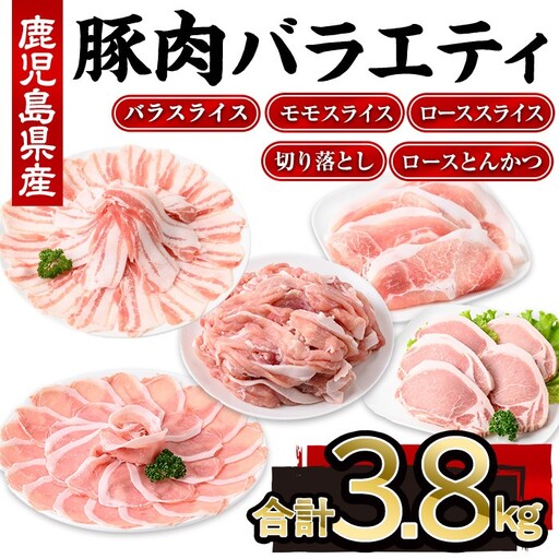 鹿児島県産 豚肉 バラエティ セット (合計3.8kg)【株式会社羽根】A729-v01