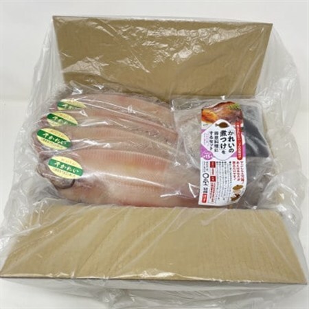 一夜干しかれい「ヒレグロ 4尾」と「かれいの煮つけ」を得意料理にするセット MM0268【配送不可地域：離島】【1642117】