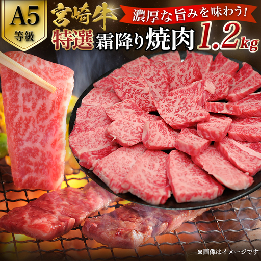【A5等級】宮崎牛特選霜降り焼肉 1.2kg（400g×3P） 宮崎牛 ブランド牛 和牛 牛肉 焼肉 特選和牛 霜降り A5 宮崎県 小林市