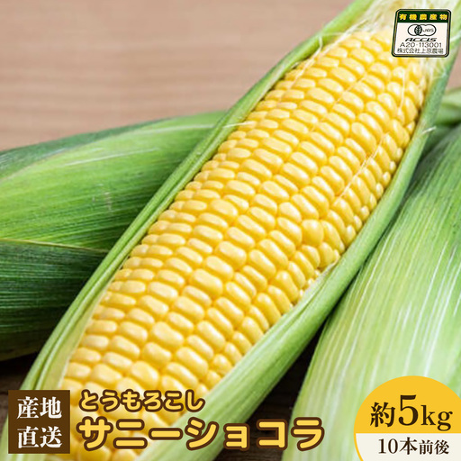 【2026年度発送分】上原農場直送 有機栽培とうもろこし (サニーショコラ) 約5kg 約10本前後【6601901】