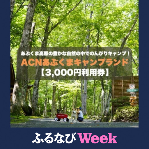 [ふるなびWEEK対象][応援キャンプ!]福島県オートキャンプ場 あぶくまキャンプランド 宿泊利用券(3,000円分)
