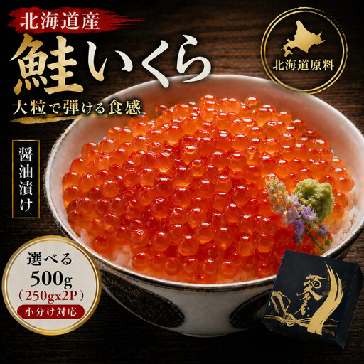 いくら醤油漬け 500g(250g×2P) 北海道 小分け  いくら 化粧箱入