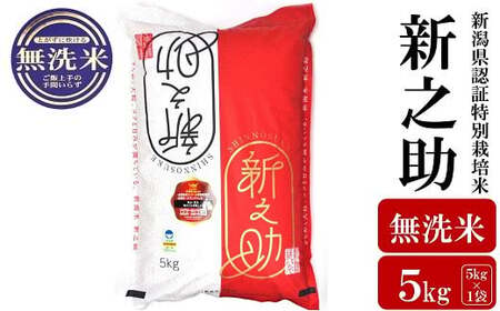 [令和7年産米]新之助 無洗米 5kg 新潟県認証特別栽培米 お米 新潟県産 アグリーホンマ[Y0537]