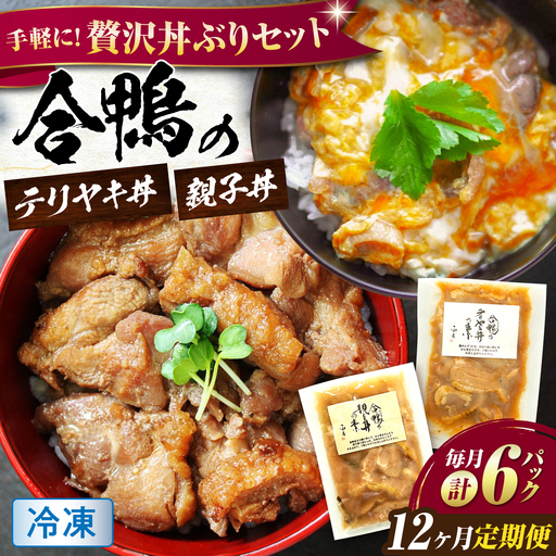 【全12回定期便】【冷凍】合鴨親子丼の素・合鴨テリヤキ丼の素 各3 計6パックセット [AQCB023] 親子丼