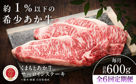6回定期便 GI認証くまもとあか牛サーロインステーキ 約200g×3枚 ステーキ BHAS067 ステーキ