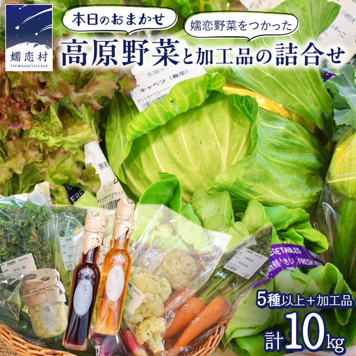 本日のおまかせ 高原野菜 5種以上 の 詰合せ と 加工品 1つ のセット 計10kg [AF028tu]