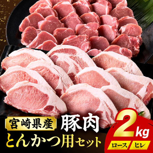 豚肉 とんかつ 豚肉[宮崎県産 ロース ヒレ 食べ比べ 2kg 500g×4P]