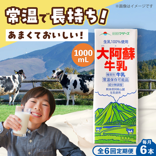 [全6回定期便]大阿蘇 牛乳 1000ml 紙パック 6本入 牛乳