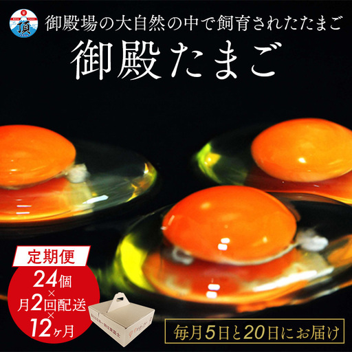 1年間定期便！「御殿たまご」赤たまご20個+破損保障分4個（6ヶ入P×4P）×月2回（5日着、20日着）×12ヵ月　全24回《御殿場こだわり推奨品》　※北海道、沖縄、離島への配送不可