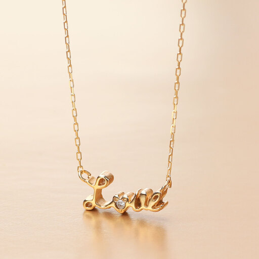 10金イエローゴールド LOVEダイヤモンドネックレス K10-KN01006 [AM307] / 金 イエローゴールド ダイヤモンド 0.008ct ネックレス アクセサリー ギフト プレゼント