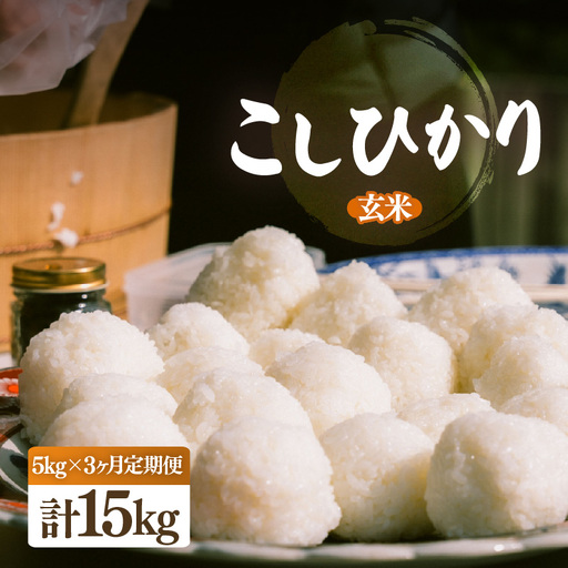 【先行予約】【令和8年産・新米】定期便 ≪3ヶ月連続お届け≫ こしひかり 5kg × 3回（計15kg）【玄米】【2026年10月中旬以降順次発送】 [e26-d002_02]