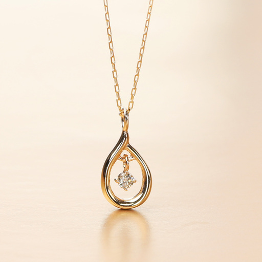 10金イエローゴールド 揺れるダイヤモンドネックレス 0.033ct K10-KN01053 [AM311] / 金 イエローゴールド ダイヤモンド ネックレス アクセサリー ギフト プレゼント