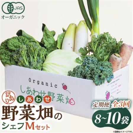 【毎月定期便】しあわせ野菜畑のシェフMセット　(訳あり規格外の有機野菜を一部使用)全3回【配送不可地域：離島・北海道・沖縄県・四国・九州】【4066017】