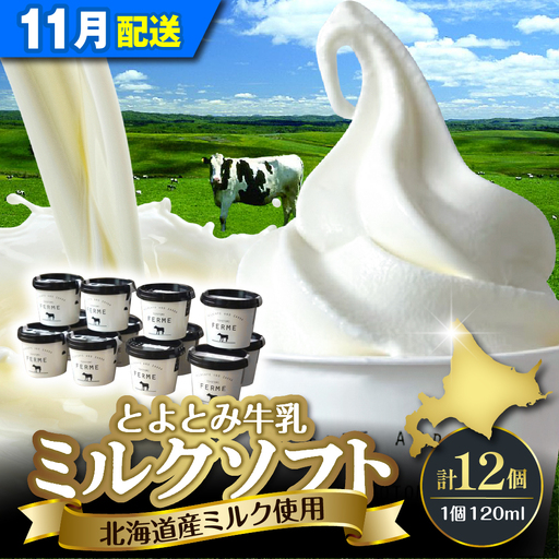 【11月配送】とよとみ牛乳ソフトクリーム ミルク12個 ソフトクリーム
