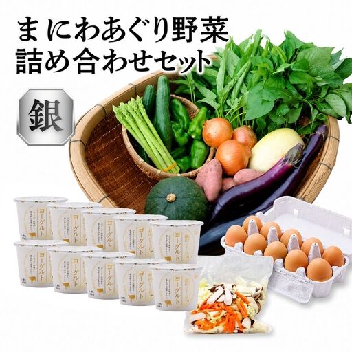 真庭あぐり野菜セット 詰め合わせセット 銀 (野菜10品・卵・ヨーグルト) yasai019 [配送不可地域:北海道/沖縄県/離島] [jujy027-02]
