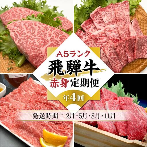 A5等級 飛騨牛 定期便 赤身 4回 【2月・5月・8月・11月発送】| 定期便 HF112