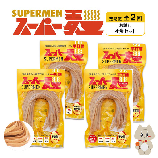 [定期便:全2回]スーパー麺 平打麺 4食セット[46019]