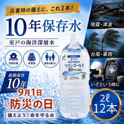 【ミネラルウォーター】 10年保存水 備蓄用 2L 12本セット ミネラルウォーター