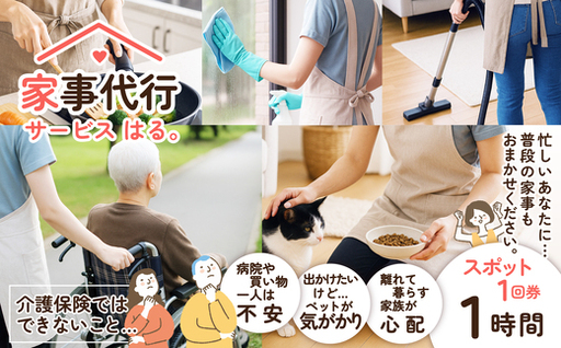 家事代行サービス　スポット　1時間／回　50P8408【家事代行サービス はる。】