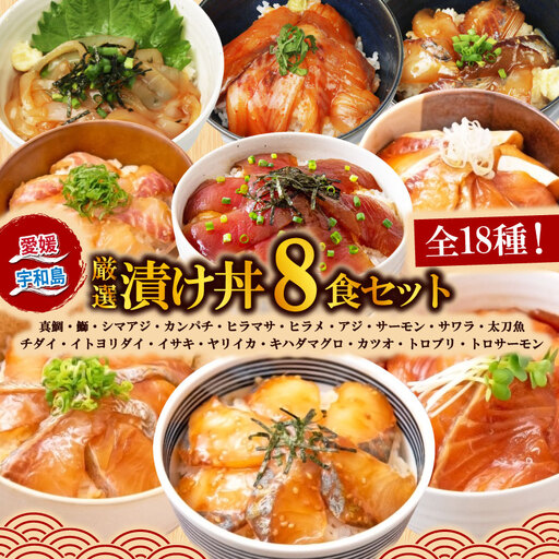 [漬け丼]漬け丼厳選活締め8食(アジ、イサキ等)南予ビージョイD014-150020