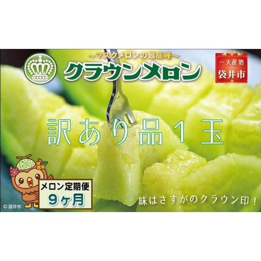 クラウンメロン 訳あり 静岡県産 クラウンメロン【1玉】【9ヶ月定期便】