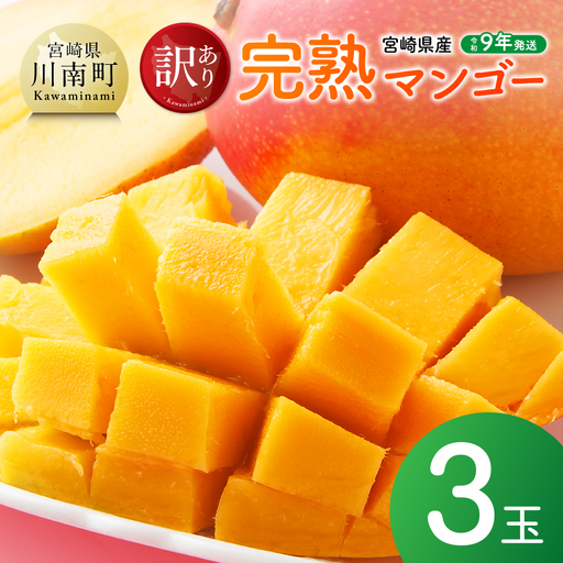 【令和9年発送】【宮崎県産】訳あり・ご自宅用　完熟マンゴー3玉 【 果物 フルーツ マンゴー 宮崎県産 みやざきマンゴー 訳あり 先行予約 数量限定 期間限定 】 