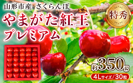 山形市産さくらんぼ「やまがた紅王プレミアム」 約350g 特秀品 4L 30粒  【令和9年産先行予約】FS25-037