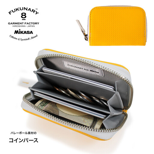 FUKUNARY コインパース 小銭入れ お札 カード入れ カードケース ミカサ バレーボール イエロー M102
