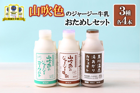 [山のいぶき]山吹色のジャージー牛乳 乳脂肪分 5%以上 低温殺菌 素材味 詰め合わせ お試しセット 飲むヨーグルト 牛乳 200ml カフェオレ ギフト 贈答 セット FOODEX JAPAN ご当地グランプリ 最高金賞 熊本 阿蘇 小国郷 山吹色ジャージー 金賞 味評価審査賞 購買意欲審査賞 味覚
