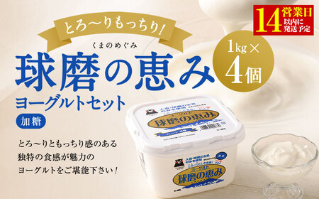 球磨の恵みヨーグルトセット(加糖1kg×4個)[14営業日以内発送予定]