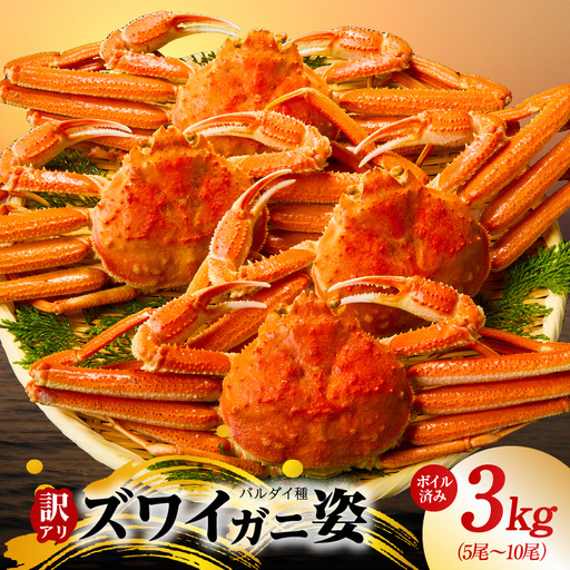 【訳あり規格】バルダイ種 ズワイガニ姿 3kg（5～10尾）