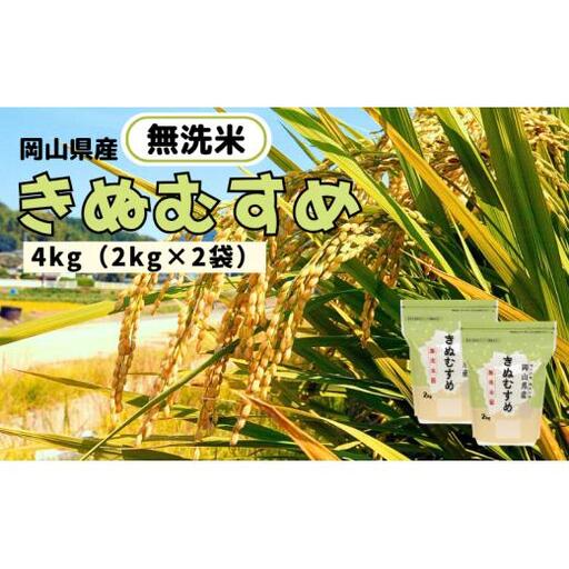 [令和7年産]無洗米 きぬむすめ 4kg 2kg×2袋 岡山県産 [先行予約 2025年11月上旬から順次発送]
