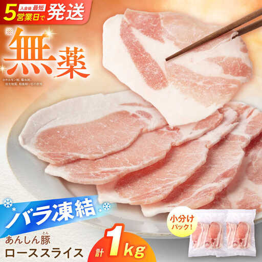 豚肉 ローススライス 計1kg[バラ凍結] 藤井ファーム[AWAF049]豚ロース