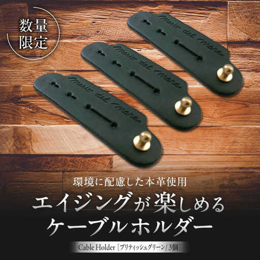 【数量限定】Cable Holder【ブリティッシュグリーン3個セット】  ／ ケーブルホルダー [ASAZ021]