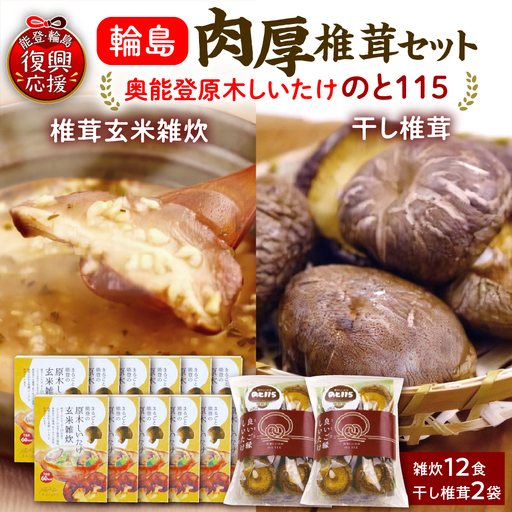 輪島のと115 セットB 雑炊×12・干し椎茸×2 wa035 椎茸