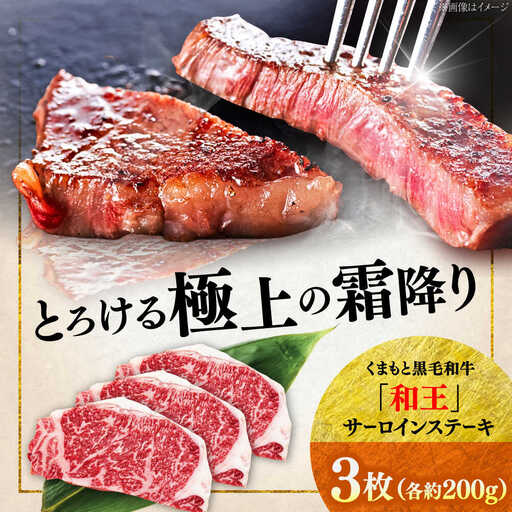 くまもと 黒毛和牛 和王 サーロイン ステーキ 約600g（約200g×3枚）サーロインステーキ[AYBR016]