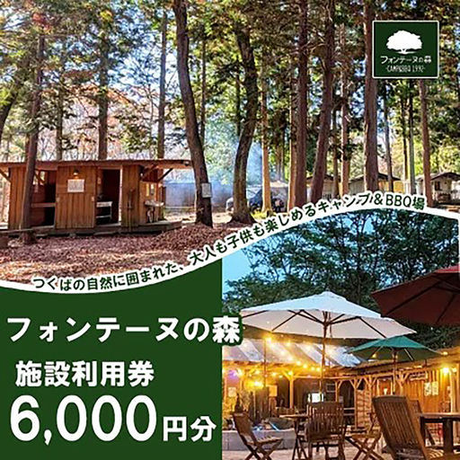 キャンプ&バーベキュー フォンテーヌの森 利用券 6,000円分 キャンプ