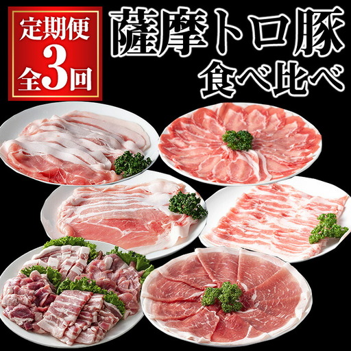 ＜定期便・全3回＞ 薩摩 トロ豚 食べ比べ 定期便 (合計5.5kg) 豚肉 【KNOT】 T61