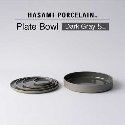 【波佐見焼 HASAMI PORCELAIN】プレート ボウル Dark Gray 5点セット【東京西海】[DD249]